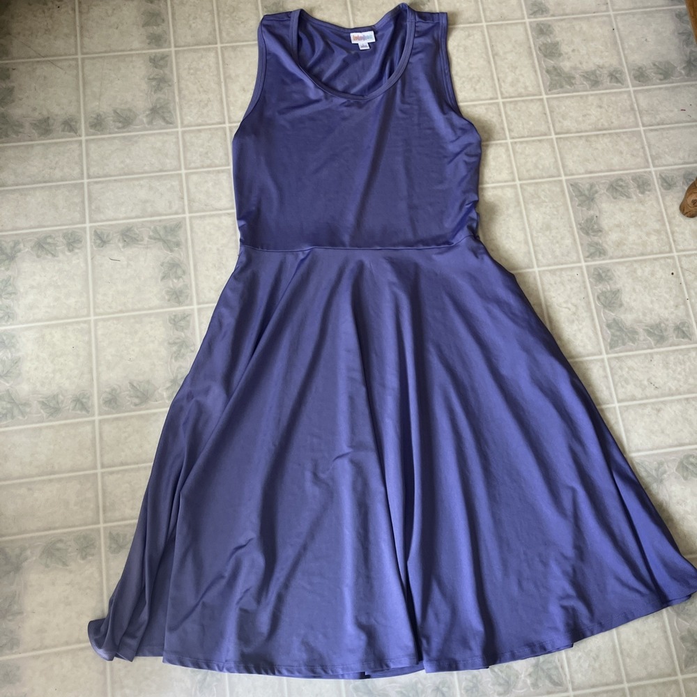 LuLaRoe Nicki A-line Sundress Large Solid Purple  Pockets Loose Capsule Modest